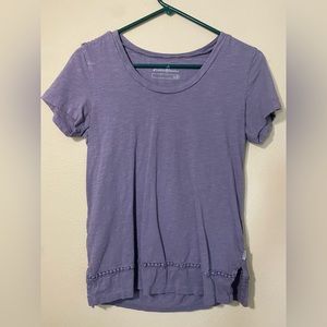 Eddie Purple Cotton Knit top with crochet detail